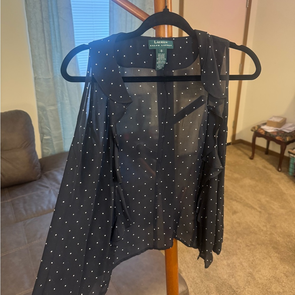 Lauren Sheer Black Polka Dot Blouse